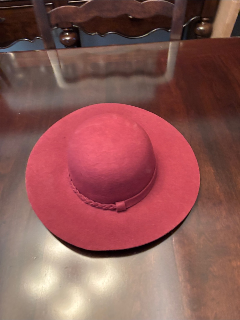 Women's Wide Brim Felt Hat in Wine